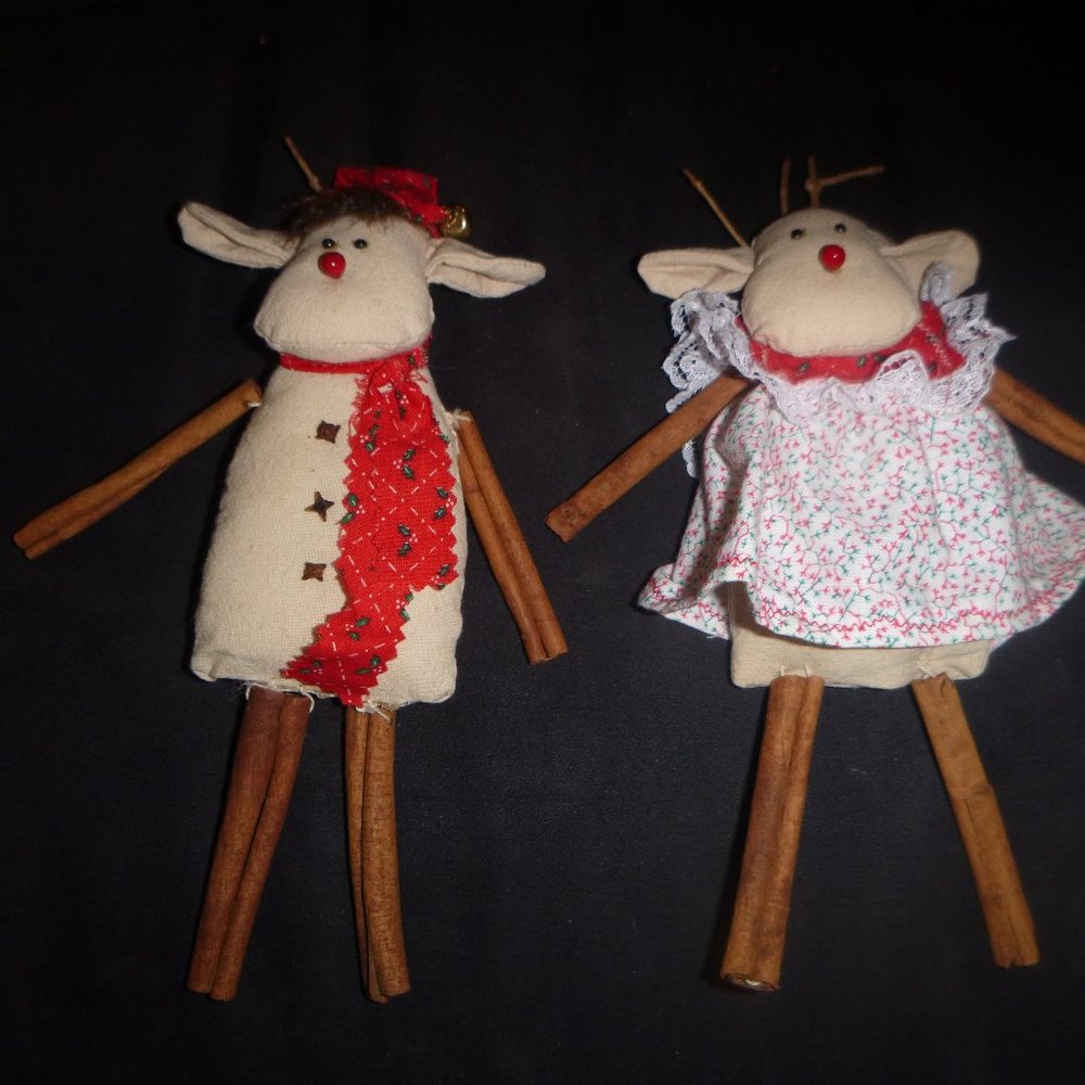 Vintage Hand Made Stuffed Mr. & Mrs. Reindeer